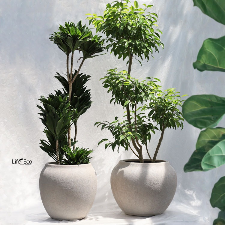 植木鉢 軽量大型 FRP製 ルノ ジャー アンティークホワイト（白） / φ36cm×H35cm（12号）【送料E】