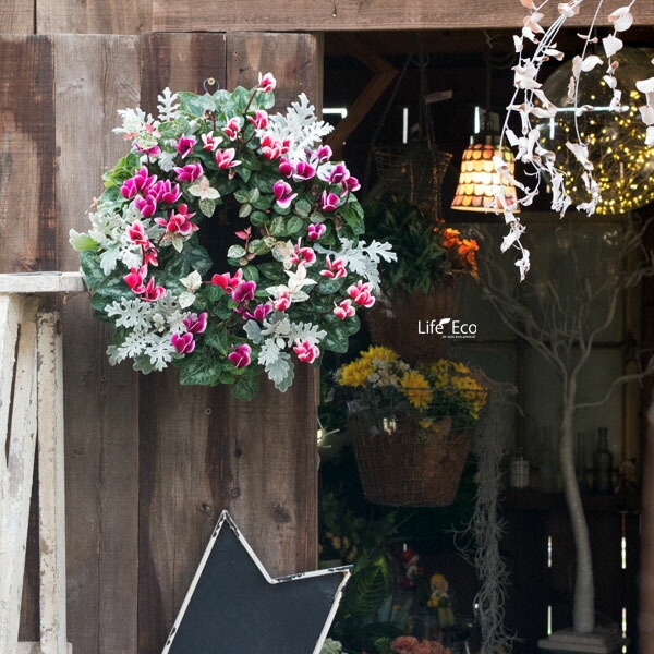 寄せ植え専用 アイアンリースリング ココファイバー付 ブラック M W28×H9.0cm 【送料B】