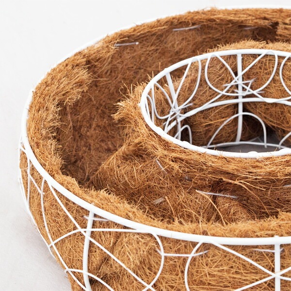 寄せ植え専用 アイアンリースリング ココファイバー付 ホワイトM W28×H9.0cm 【送料B】