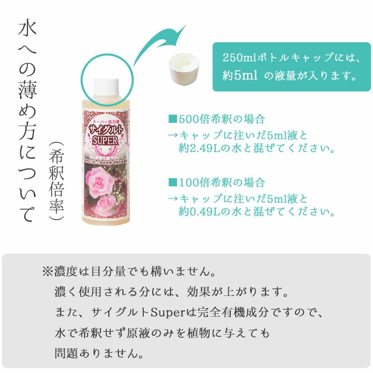 植物活力液・土壌改良剤・堆肥化促進剤 サイグルト SUPER 250ml【完全有機成分・全植物用】【送料L】