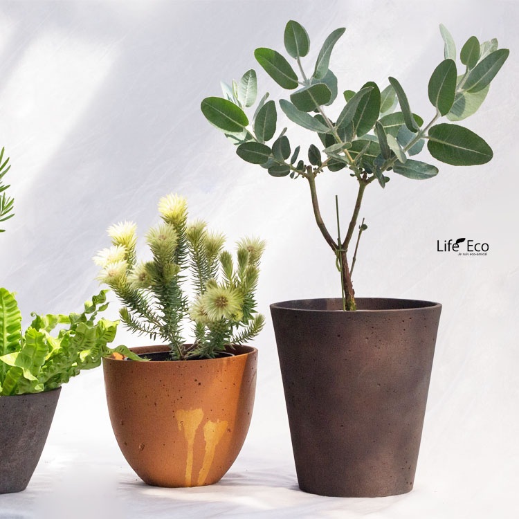 植木鉢 軽量コンクリート製 エイジング コニック ブラウン（茶） / φ24cm×H26cm（8号）【送料D】