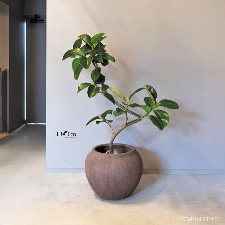 植木鉢 軽量大型 FRP製 ルノ シャロージャー カプチーノ（ブラウン・茶） / φ45cm×H35cm（14号）【送料E】