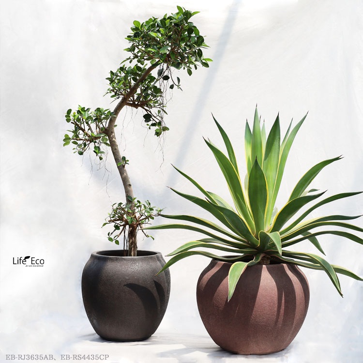 植木鉢 軽量大型 FRP製 ルノ トールジャー アンティークブラック（黒） / φ48cm×H62cm（16号）【送料H】