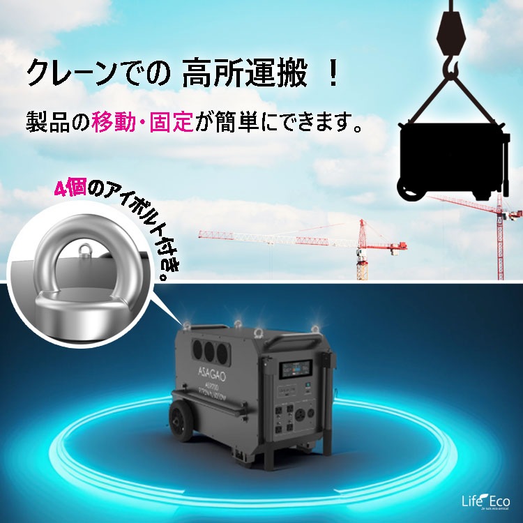 可搬式ポータブル電源・バッテリー AS9700【超大容量9792Wh】【超大出力6000W】【超速充電2.5時間】【超長寿命6000回】【組立て・設置工事不要】