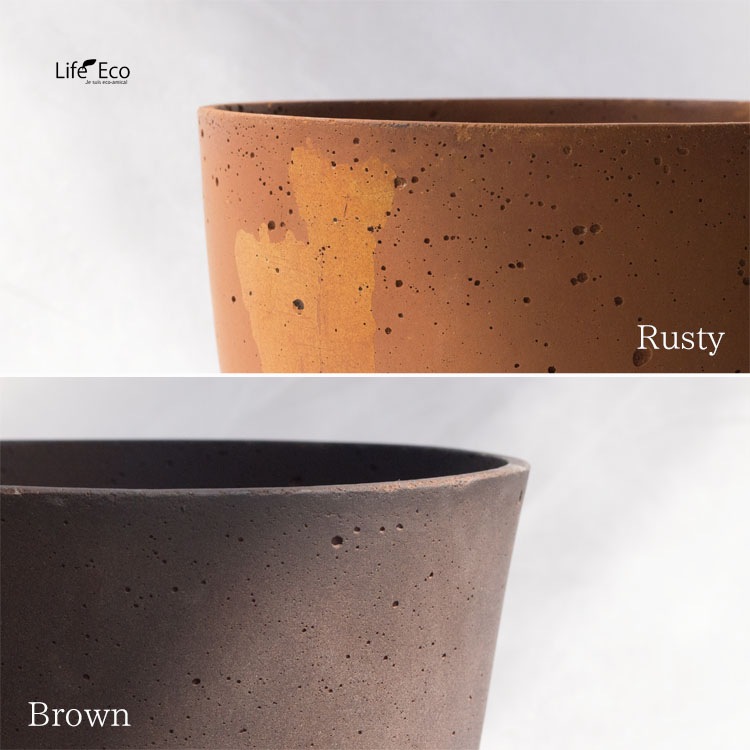 植木鉢 軽量コンクリート製 エイジング シャロー（浅鉢） ブラウン（茶） / φ24cm×H16.5cm（8号）【送料D】