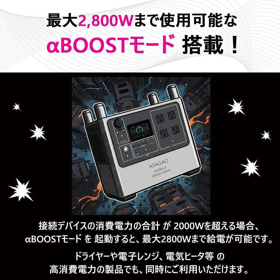 多機能ポータブル電源・バッテリー（蓄電池）AS-2000JP【大容量1920Wh】【最大出力2000W】【高速充電2時間】【組立て・設置工事不要】【送料無料】