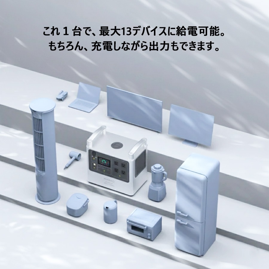 多機能ポータブル電源・バッテリー（蓄電池）AS-2000JP【大容量1920Wh】【最大出力2000W】【高速充電2時間】【組立て・設置工事不要】【送料無料】
