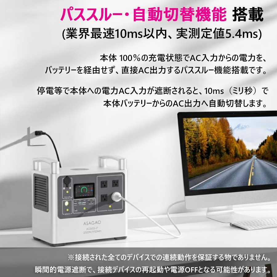 多機能ポータブル電源・バッテリー（蓄電池）AS-2000JP【大容量1920Wh】【最大出力2000W】【高速充電2時間】【組立て・設置工事不要】【送料無料】