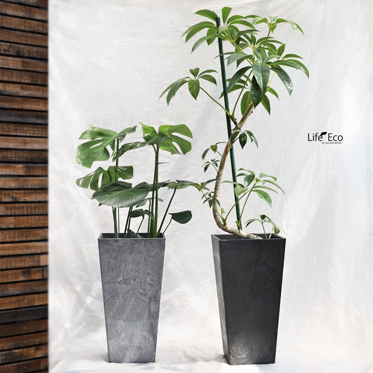 植木鉢 底面給水型(底栓付) アートストーン トールスクエア 角 グレー 灰 □40cm×H90cm（13号）【送料H】