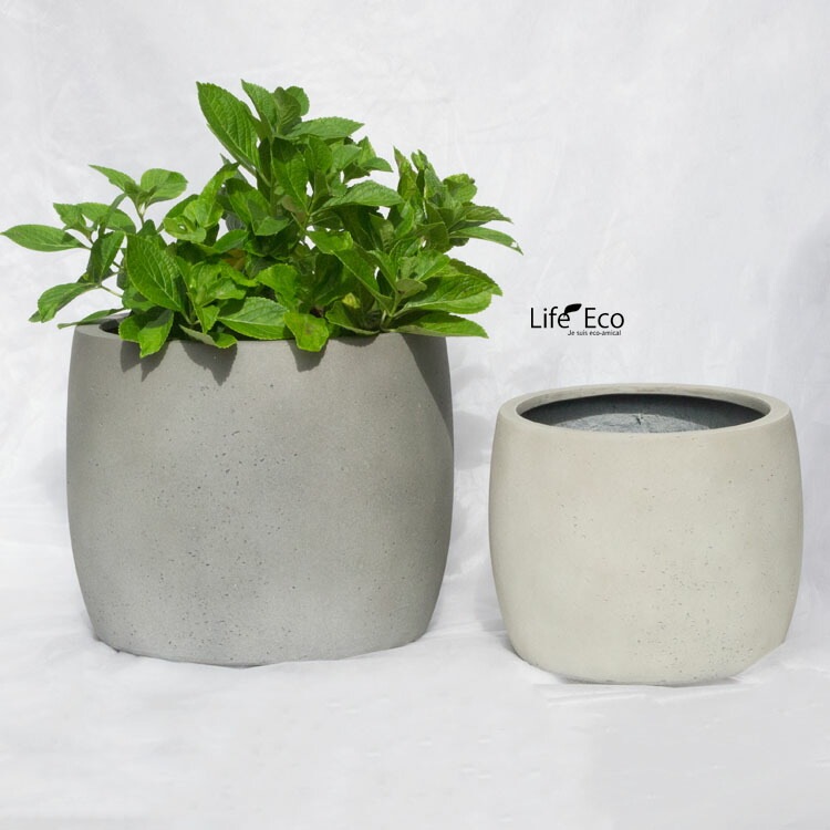 植木鉢 大型 軽量 FPR製 モードライト バレル ライトグレー / φ34cm×H28cm（11号）【送料E】