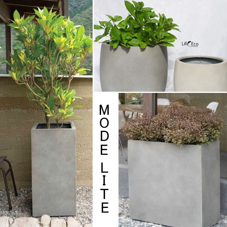 植木鉢 大型 軽量 FPR製 モードライト バレル ライトグレー / φ34cm×H28cm（11号）【送料E】