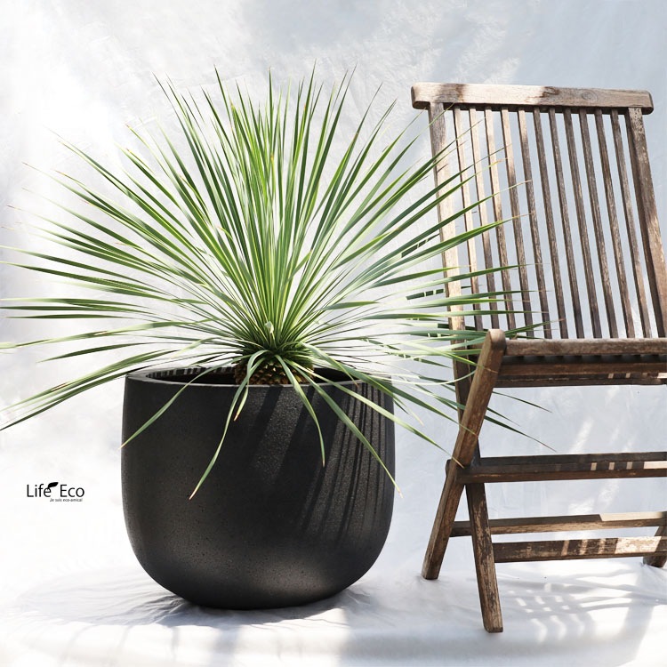 植木鉢 軽量大型 FRP製 プラスター Uポット ブラック（黒）φ55cm×H44.5cm（18号）【送料H】