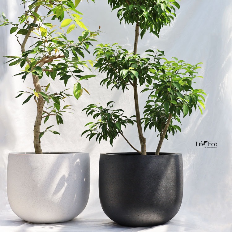 植木鉢 軽量大型 FRP製 プラスター Uポット ブラック（黒）φ55cm×H44.5cm（18号）【送料H】