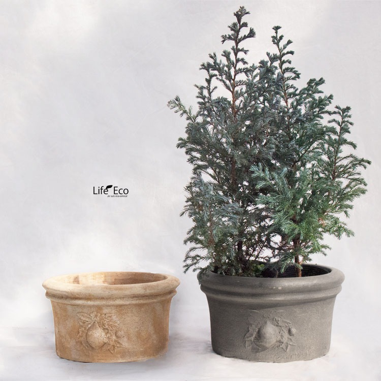 植木鉢 テラコッタ製 アンティーク調 素焼き鉢 リモーネ シャロー（浅鉢） アンティコ（ベージュ） / φ28.7cm×H15.4cm（9号）【送料E】