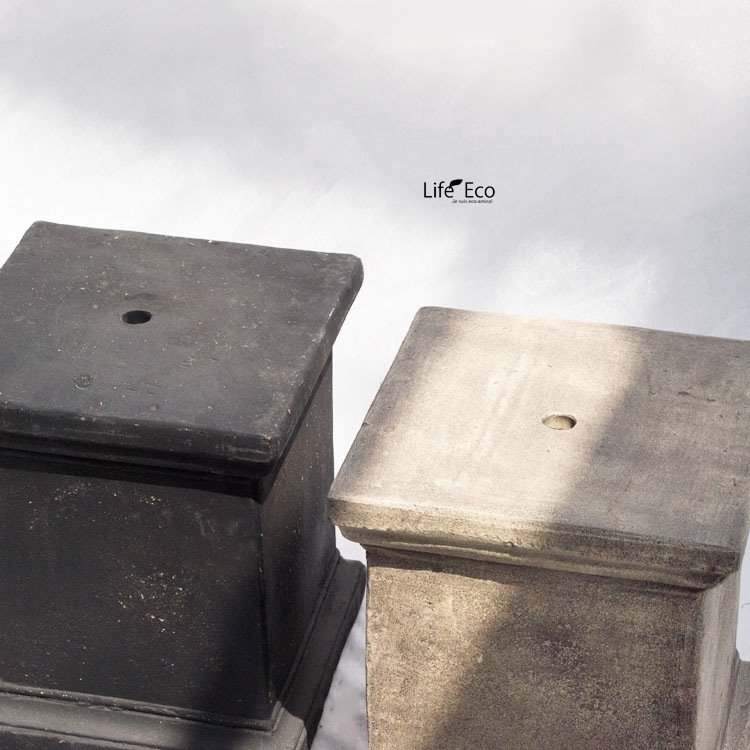 花台（鉢置台） テラコッタ製 ペデスタル クラシックスクエアー アンティーククリーム（ベージュ） □25.5cm×H30cm【送料B】