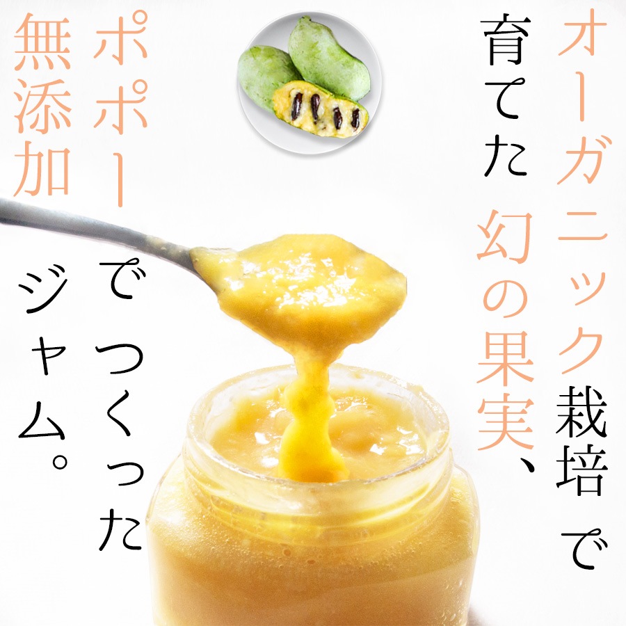 オーガニック栽培でつくった【幻の果実】ポポーの無添加 手づくりジャム 150g～森のカスタード～【2個入】【送料無料】