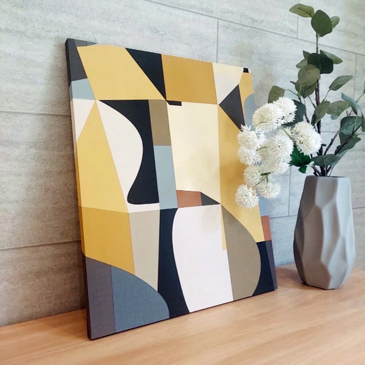 アートパネル（アートボード、インテリアパネル）レトロモダン幾何学 Mサイズ / W45cm×D38cm（厚み2cm）【送料B】
