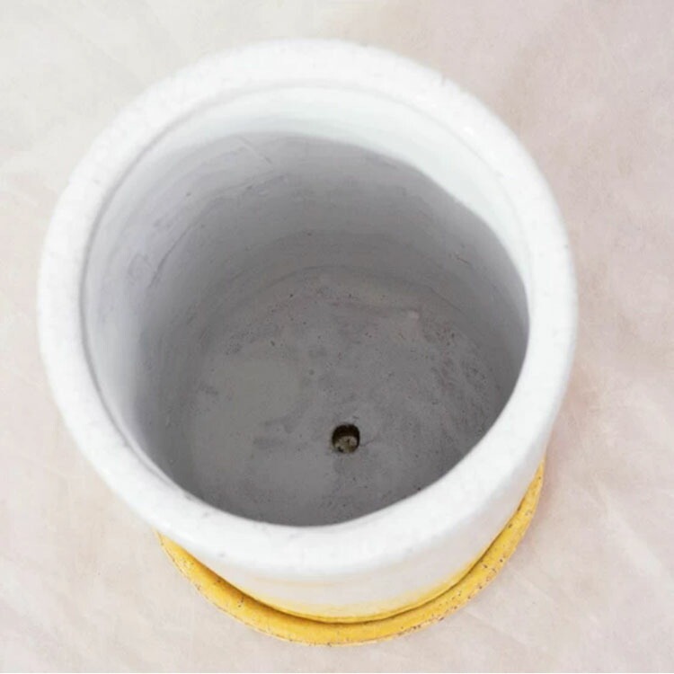 植木鉢 釉薬陶器製 インテリアポット シリンダー イエロー 黄(RA-AD023-180YE)  φ17.5cm×H45cm（6号）【送料B】