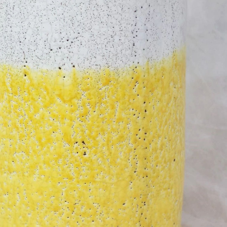 植木鉢 釉薬陶器製 インテリアポット シリンダー イエロー 黄(RA-AD023-180YE)  φ17.5cm×H45cm（6号）【送料B】