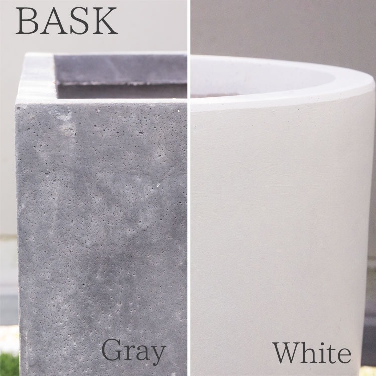 植木鉢 軽量 ファイバークレイ製 バスク ラウンド グレー 灰 43cm（14号）【送料F】