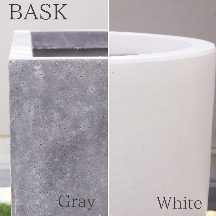 植木鉢 軽量 ファイバークレイ製 バスク ラウンド ホワイト 白 43cm（14号）【送料F】