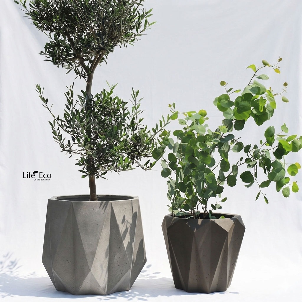 植木鉢 大型 軽量 FRP製 オクタジオ（OCTAGIO） ワイド ライトグレー φ95.5cm×H60cm（32号・32寸）【大型貨物扱い】【法人配達】【パレット配送・送料お見積り】