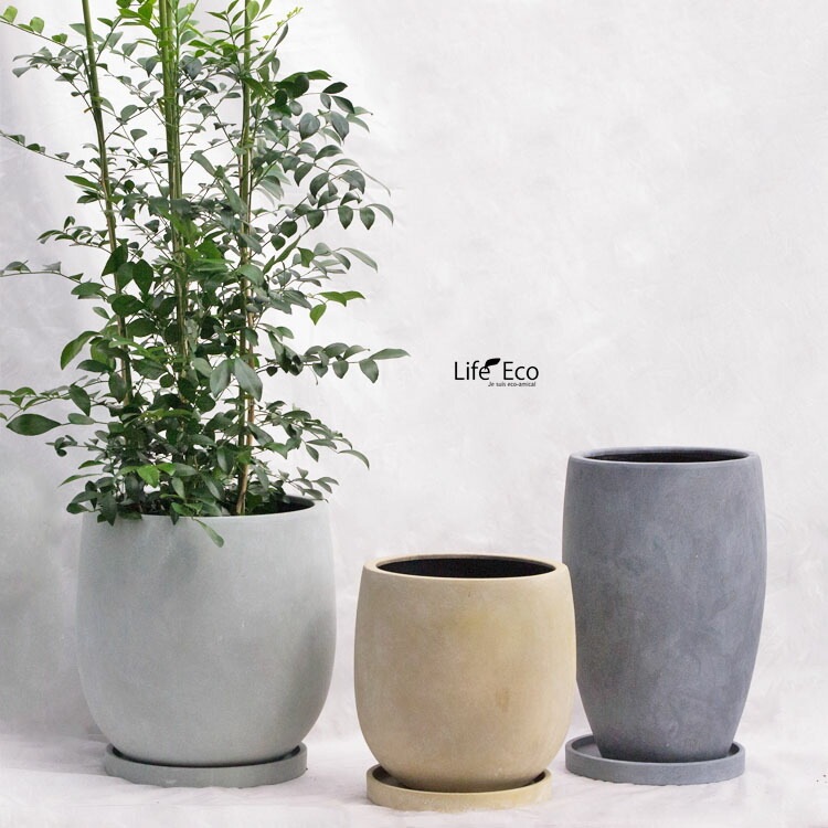 植木鉢 釉薬陶器製 インテリアポット アイル トール グレー（ライトグリーン）/ φ22cm×H32cm（7号）【送料E】