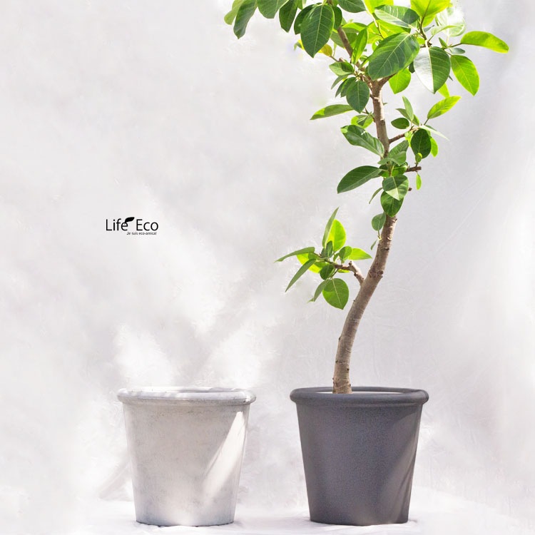 植木鉢 軽量大型 ファイバークレイ製 シンプルリム ラウンド ホワイト（白） / φ31cm×H30cm（10号）【送料E】