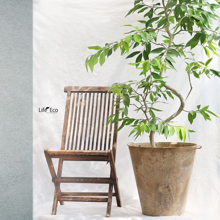 植木鉢 底面給水型(底栓付) アートストーン ラウンド ベージュ ロープ付 47cm（16号）【送料C】