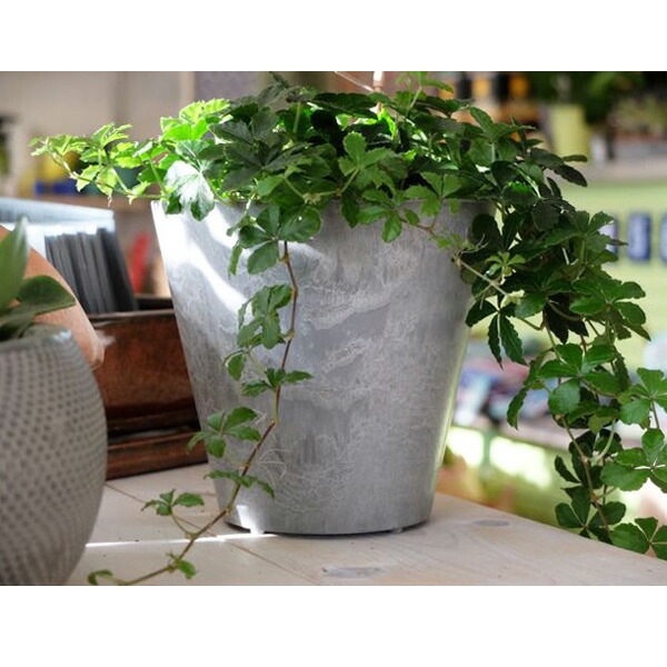 植木鉢 底面給水型(底栓付)アートストーン ラウンド グレー 22cm（7号