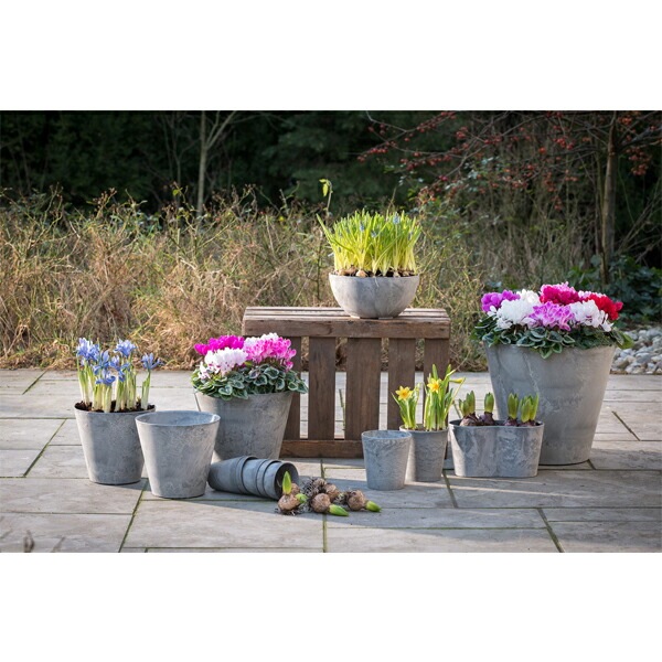 植木鉢 底面給水型(底栓付)アートストーン ラウンド グレー 22cm（7号