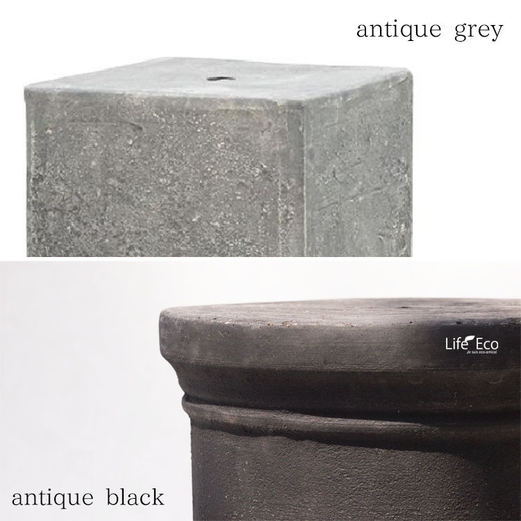 花台（鉢置台） テラコッタ製 ペデスタル プリズム アンティークブラック（黒） □35cm×H45cm【送料E】