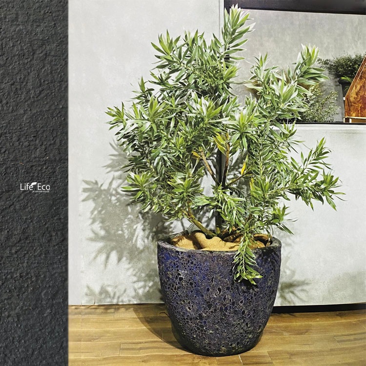 植木鉢 釉薬陶器製 大型 おしゃれ ボルカーノ ラウンド Fブラック（黒） φ33cm×H29cm（11号）【送料E】