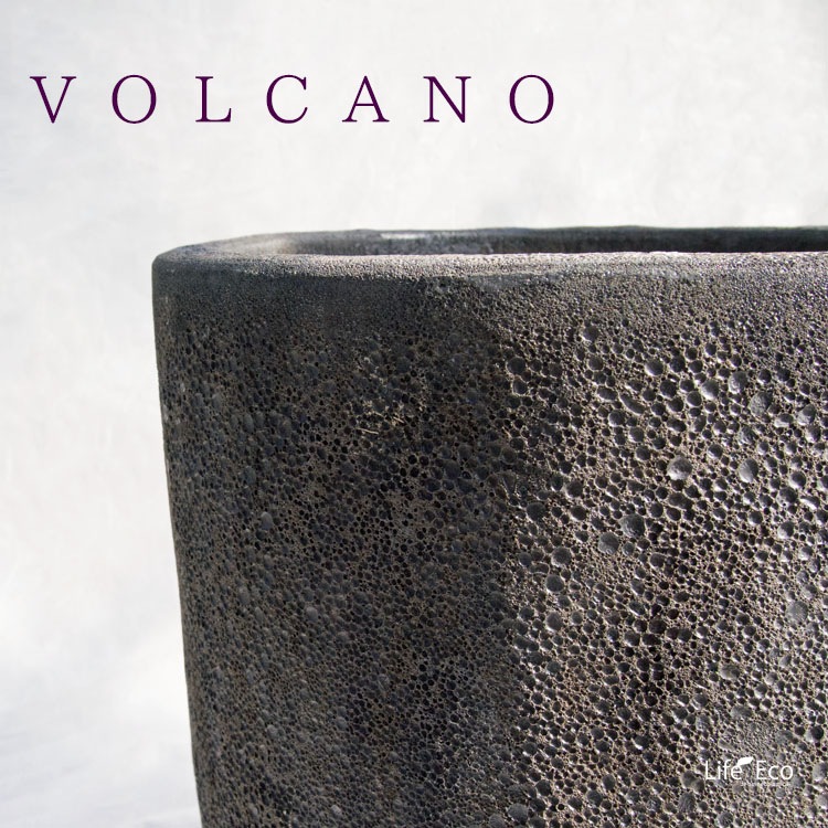 植木鉢 釉薬陶器製 大型 おしゃれ ボルカーノ ラウンド Fブラック（黒） φ33cm×H29cm（11号）【送料E】