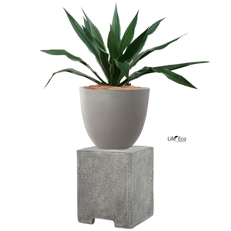 花台（鉢置台） テラコッタ製 ペデスタル プリズム アンティークグレー □35cm×H45cm【送料E】