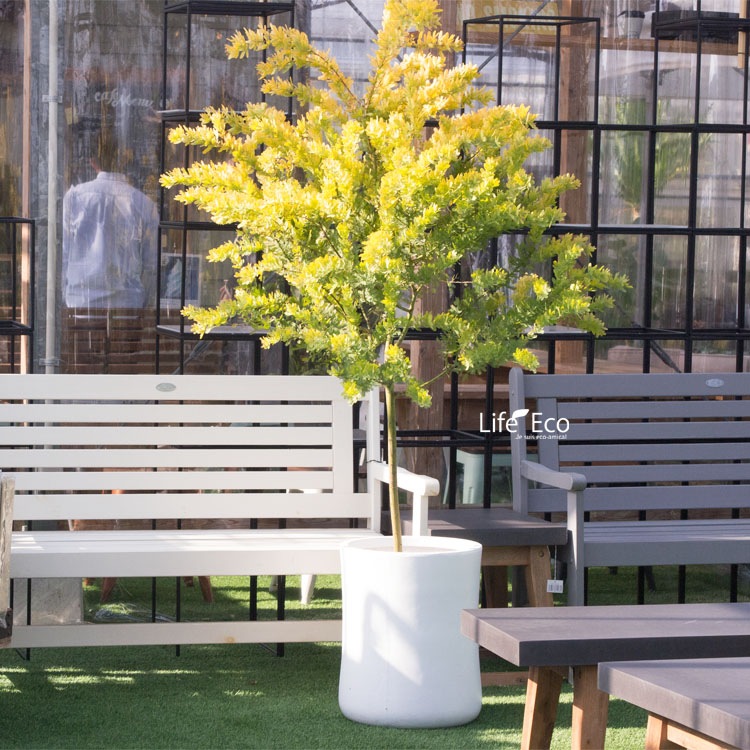 植木鉢 軽量 ファイバークレイ製 バスク ミドル ホワイト 白 44cm（15号）【送料F】