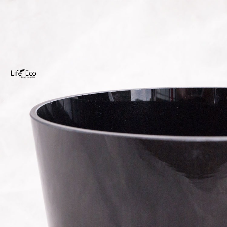 花器・鉢カバー 色ガラス製 ラウンド ブラック（黒） / φ15cm×H15cm（5号）【在庫処分品】【送料B】