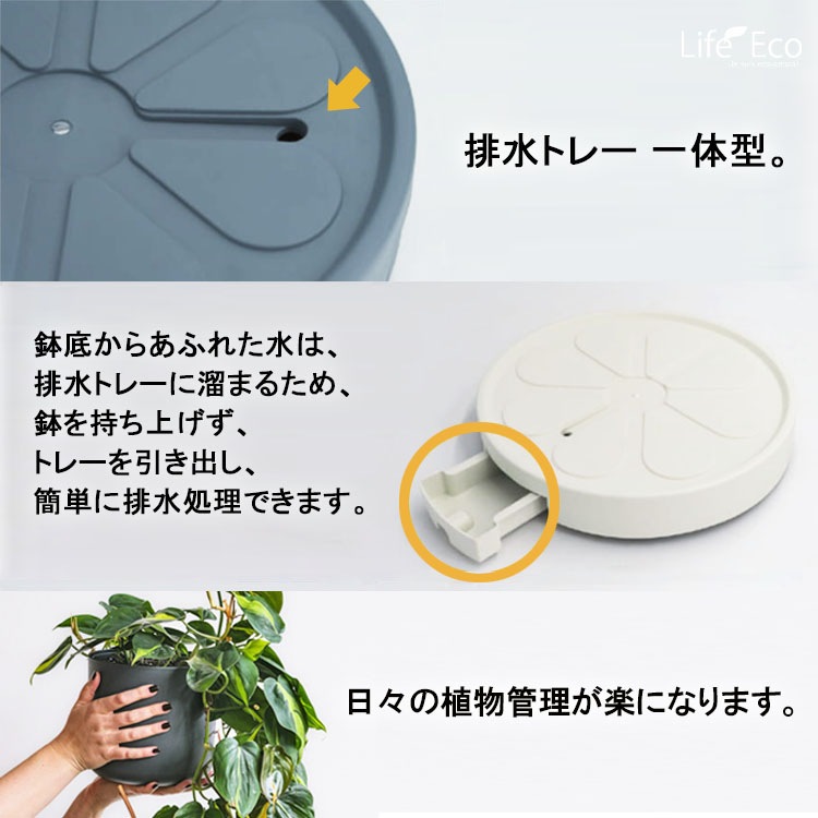 植木鉢用 専用キャスター付受皿（ソーサー） 樹脂製 ムーバーソーサー グレー（灰） φ44cm（内底面φ40.5cm）×H7cm【排水機能付】【送料E】