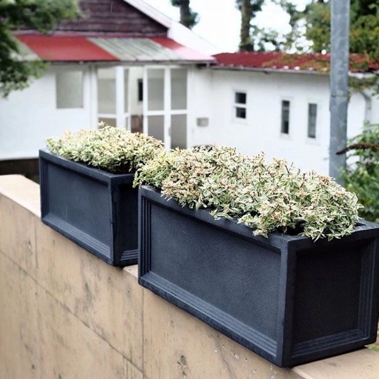 植木鉢 大型 FRP製（ファイバー） おしゃれ 軽量 LL ブリティッシュ Pプランター グレー（灰）L80cm×W33cm×H33cm（27号）【送料F】