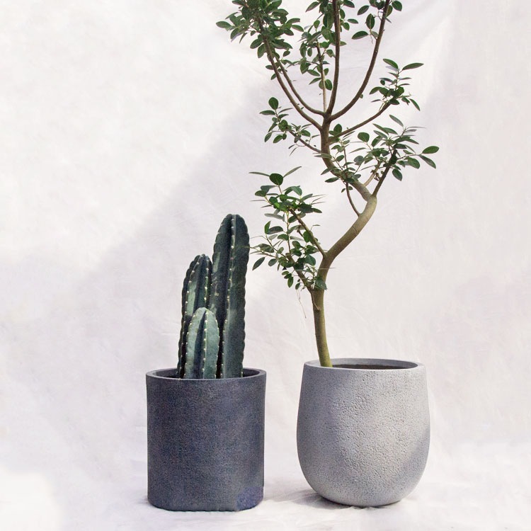 植木鉢 ファイバークレイ製 グレイニー エッグ ブラック（黒） / φ35.5cm×H35.5cm（12号）【送料E】
