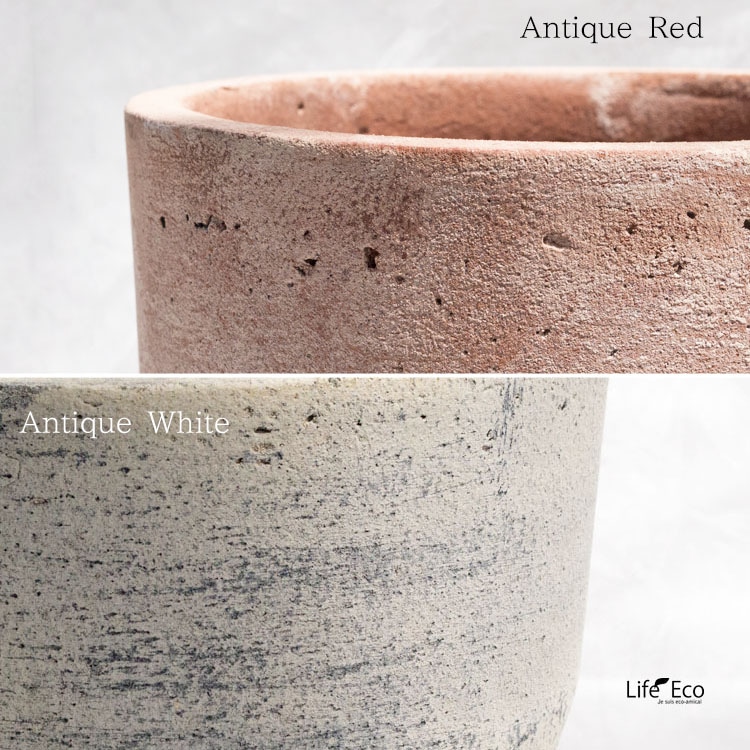 植木鉢 ファイバーセメント製 スクーロ ラウンド アンティークホワイト（ライトグレー） / φ31cm×H34cm（10号）【送料E】