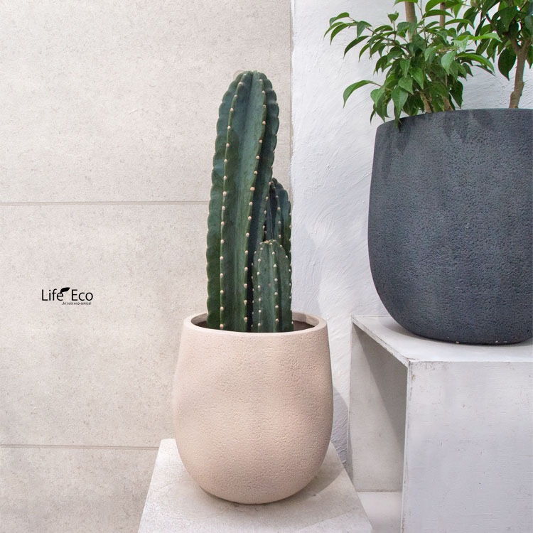 植木鉢 ファイバークレイ製 グレイニー エッグ ホワイト（白・アイボリー） / φ35.5cm×H35.5cm（12号）【送料E】