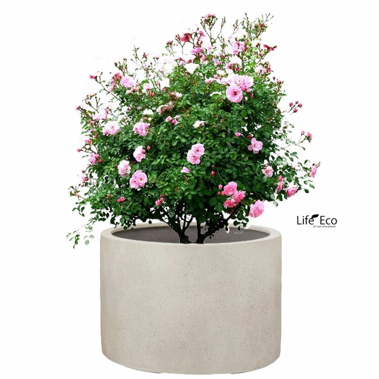 植木鉢 大型 軽量 FPR製 モードライト ローシリンダー アンティークホワイト（白） / φ80cm×H61cm（27号）【大型貨物扱い】【法人配達】【パレット配送・送料お見積り】