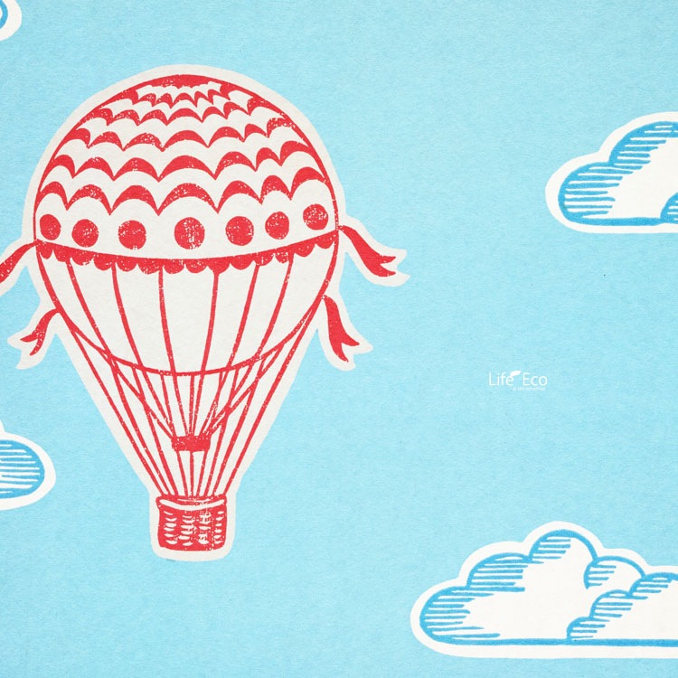 アートパネル（アートボード、インテリアパネル）空と気球 ブルー（青） Lサイズ / W45cm×D65㎝（厚み2㎝）【送料C】