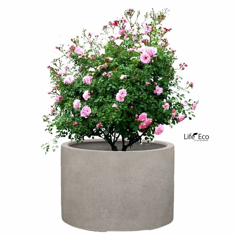 植木鉢 大型 軽量 FPR製 モードライト ローシリンダー ライトグレー / φ80cm×H61cm（27号）【大型貨物扱い】【法人配達】【パレット配送・送料お見積り】