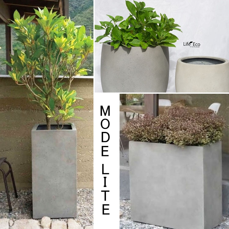 植木鉢 大型 軽量 FPR製 モードライト ローシリンダー ライトグレー / φ80cm×H61cm（27号）【大型貨物扱い】【法人配達】【パレット配送・送料お見積り】