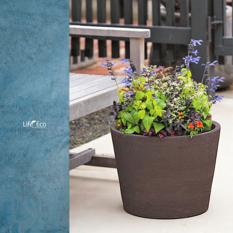 植木鉢 テラコッタ製 大型 レジスト（RESIST） ラウンド ダークブラウン（コゲ茶） / φ45cm×H41cm（15号）【送料F】