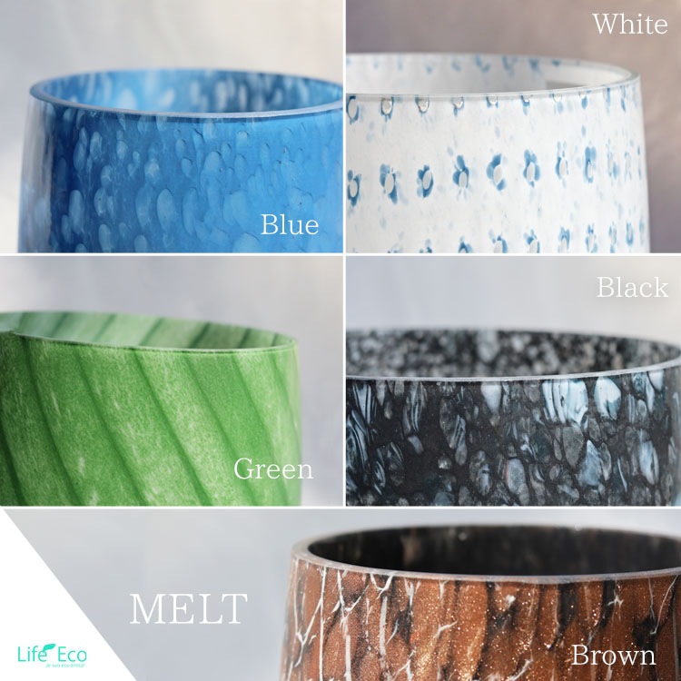 植木鉢 ガラス製インテリアポット メルト（MELT） エッグ ブラウン（茶） φ19cm×H20.5cm（6号・6寸）【底穴有・受皿付】【送料E】