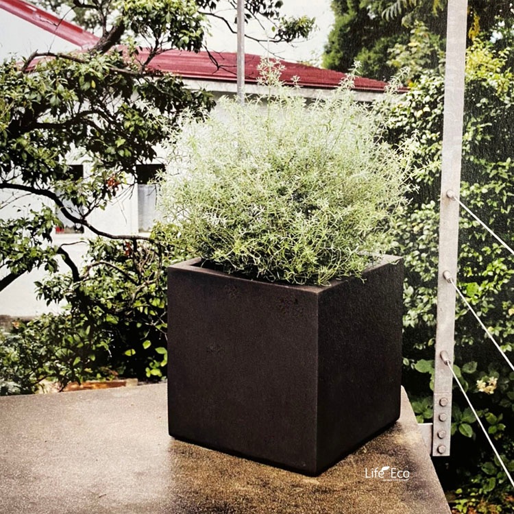 植木鉢 大型 FRP製（ファイバー） おしゃれ 軽量 BLチェルトンハム キューブ ブラック（黒）ツヤ無し マット調 □40cm×H40cm（13号）【送料E】