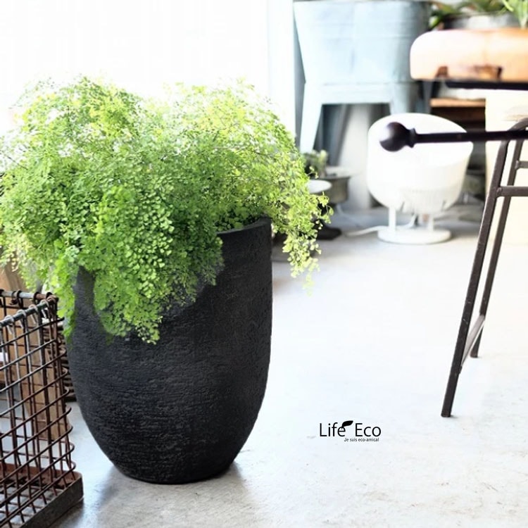 植木鉢 大型 軽量 ビアス アルトエッグ ラウンド ブラック（黒）φ31cm